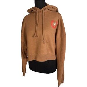 Victoria's Secret Pink Brown Everyday Fleece Cropped Hoodie Size Large NWT
